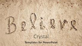  Presentation with believe - Audience pleasing presentation theme consisting of believe handwritten in sand for natural symbol tourism religion or conceptual designs backdrop and a lemonade colored foreground