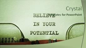  Presentation with potential - Slide set enhanced with believe-in-your-potential-text background and a soft green colored foreground