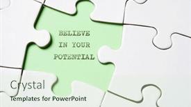  Presentation with potential - Presentation theme enhanced with believe-in-your-potential-text background and a soft green colored foreground
