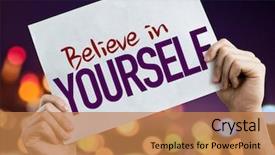  Presentation with believe - Cool new presentation with believe in yourself placard backdrop and a coral colored foreground