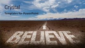  Presentation with believe - Slide deck with believe written on desert road background and a teal colored foreground