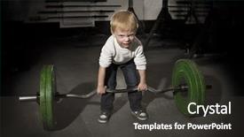  Presentation with believe - Beautiful PPT theme featuring believe yourself - determined young boy trying backdrop and a dark gray colored foreground