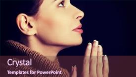  Presentation with god - Colorful slide deck enhanced with believing woman praying to god backdrop and a  colored foreground