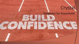  Presentation with confidence - Slide set consisting of belive self - build confidence written on running background and a  colored foreground
