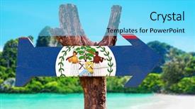  Presentation with teal beach wood - Colorful presentation theme enhanced with belize flag wooden sign backdrop and a arctic colored foreground