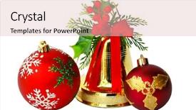  Presentation with christmas ribbon festive - Colorful slides enhanced with bell globes and red ribbon backdrop and a lemonade colored foreground