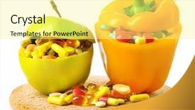  Presentation with orange fruit - Beautiful slides featuring bell-pepper and colorful pill backdrop and a blonde colored foreground