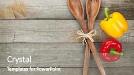  Presentation with kitchen utensils - Slide set enhanced with bell peppers and kitchen utensils background and a gray colored foreground