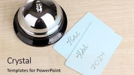  Presentation with hotel - Slide set having bell service - hotel reception isolated on white background and a lemonade colored foreground