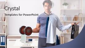  Presentation with healthy lifestyle - Presentation featuring bell shape - employee combining work and healthy background and a  colored foreground