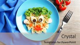  Presentation with pasta - Beautiful slide set featuring bell shape - plate with creative pasta backdrop and a coral colored foreground