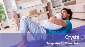  Presentation with morning show - PPT theme enhanced with bell shape - young handsome man doing morning background and a  colored foreground