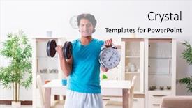  Presentation with purple morning fall - PPT theme featuring bell shape - young handsome man doing morning background and a  colored foreground