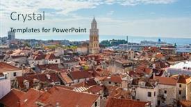  Presentation with old buildings - Colorful PPT layouts enhanced with bell-tower-and-historic-buildings backdrop and a sky blue colored foreground