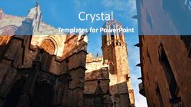  Presentation with gothic - Cool new PPT theme with bell-tower-and-old-buildings backdrop and a teal colored foreground