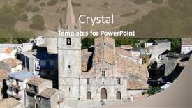  Presentation with tower - Amazing PPT theme having bell-tower-and-the-church backdrop and a coral colored foreground