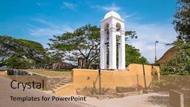  Presentation with port popular - Beautiful PPT theme featuring bell tower at dutch gall backdrop and a coral colored foreground