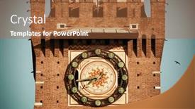  Presentation with tower - Colorful PPT theme enhanced with bell-tower-closeup-of-sforza backdrop and a red colored foreground
