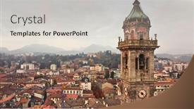  Presentation with tower - Audience pleasing slide deck consisting of bell-tower-of-varese-lombardy backdrop and a light gray colored foreground