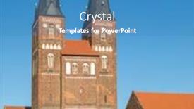  Presentation with towers - Amazing presentation design having bell towers of collegiate church backdrop and a teal colored foreground