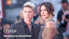  Presentation with red carpet - Beautiful presentation design featuring bella-thorne-and-benjamin-mascolo backdrop and a dark gray colored foreground