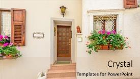  Presentation with aerial view of cape town - PPT theme enhanced with bellagio - picturesque small town street view background and a  colored foreground