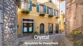  Presentation with street - Presentation theme enhanced with bellagio - picturesque small town street view background and a gray colored foreground