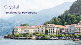  Presentation with skyline - Slides having bellagio-city-skyline-italy-ferry background and a sky blue colored foreground