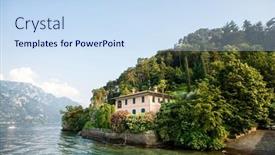  Presentation with lake - Amazing PPT theme having bellagio-lake-como-italy-july backdrop and a sky blue colored foreground