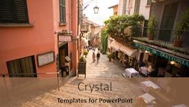  Presentation with italy - Slide deck featuring bellagio-lake-como-italy-july background and a coral colored foreground