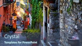 Presentation with street lights - Audience pleasing PPT theme consisting of bellagio-lake-como-milan-italy backdrop and a ocean colored foreground