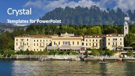  Presentation with resort - Audience pleasing theme consisting of bellagio resort at como lake backdrop and a teal colored foreground