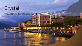  Presentation with resort - Colorful PPT layouts enhanced with bellagio resort lake como italy backdrop and a light blue colored foreground