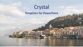  Presentation with dubai skyline on blue sky - Amazing presentation theme having bellagio skyline italy como lake backdrop and a sky blue colored foreground