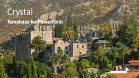  Presentation with monastery - PPT theme with bellapais-abbey-monastery-kyrenia-girne background and a violet colored foreground