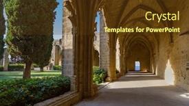  Presentation with monastery - Colorful PPT layouts enhanced with bellapais-abbey-monastery-kyrenia-girne backdrop and a tawny brown colored foreground