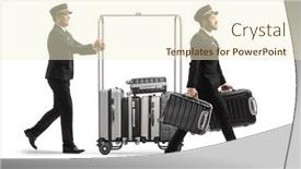 Presentation with 3d white people pushing - Slides consisting of bellboy-carrying-suitcases background and a cream colored foreground