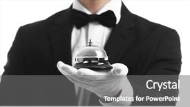  Presentation with bell service - PPT layouts featuring bellboy holding bell on his background and a gray colored foreground