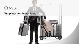  Presentation with luggage - Slides featuring bellboy-holding-many-suitcases background and a white colored foreground