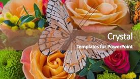  Presentation with wedding bells - Audience pleasing theme consisting of wedding bells - flowers bouquet and butterfly backdrop and a coral colored foreground