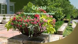  Presentation with geranium - Slide set enhanced with bells and sweet potato vine background and a tawny brown colored foreground