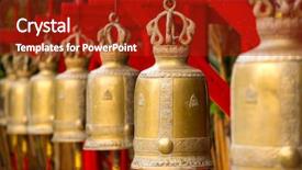  Presentation with thailand - Slide set featuring bells in a buddhist temple background and a crimson colored foreground