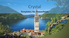 Presentation with kotor montenegro - Beautiful slide deck featuring belltower of perast village in kotor bay montenegro backdrop and a light blue colored foreground
