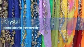  Presentation with fabrics - Presentation design having belly dance - colorful fabrics for belly dancing background and a ocean colored foreground