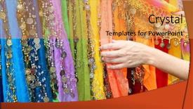  Presentation with dance - Slide deck featuring belly dance - colorful scarfs background and a gold colored foreground