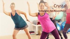  Presentation with group fitness - Slide set featuring belly dance - group of pregnant women background and a lemonade colored foreground