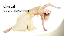  Presentation with costume - Slide set featuring belly-dancer in golden costume background and a white colored foreground