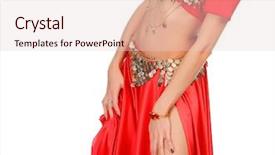  Presentation with girl in red dress - PPT theme having belly dancer in red dress background and a lemonade colored foreground