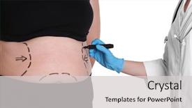  Presentation with weight control - PPT theme featuring belly for plastic surgery weight background and a light gray colored foreground