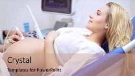  Presentation with medical ultrasound - Colorful slide deck enhanced with belly health care on third backdrop and a coral colored foreground